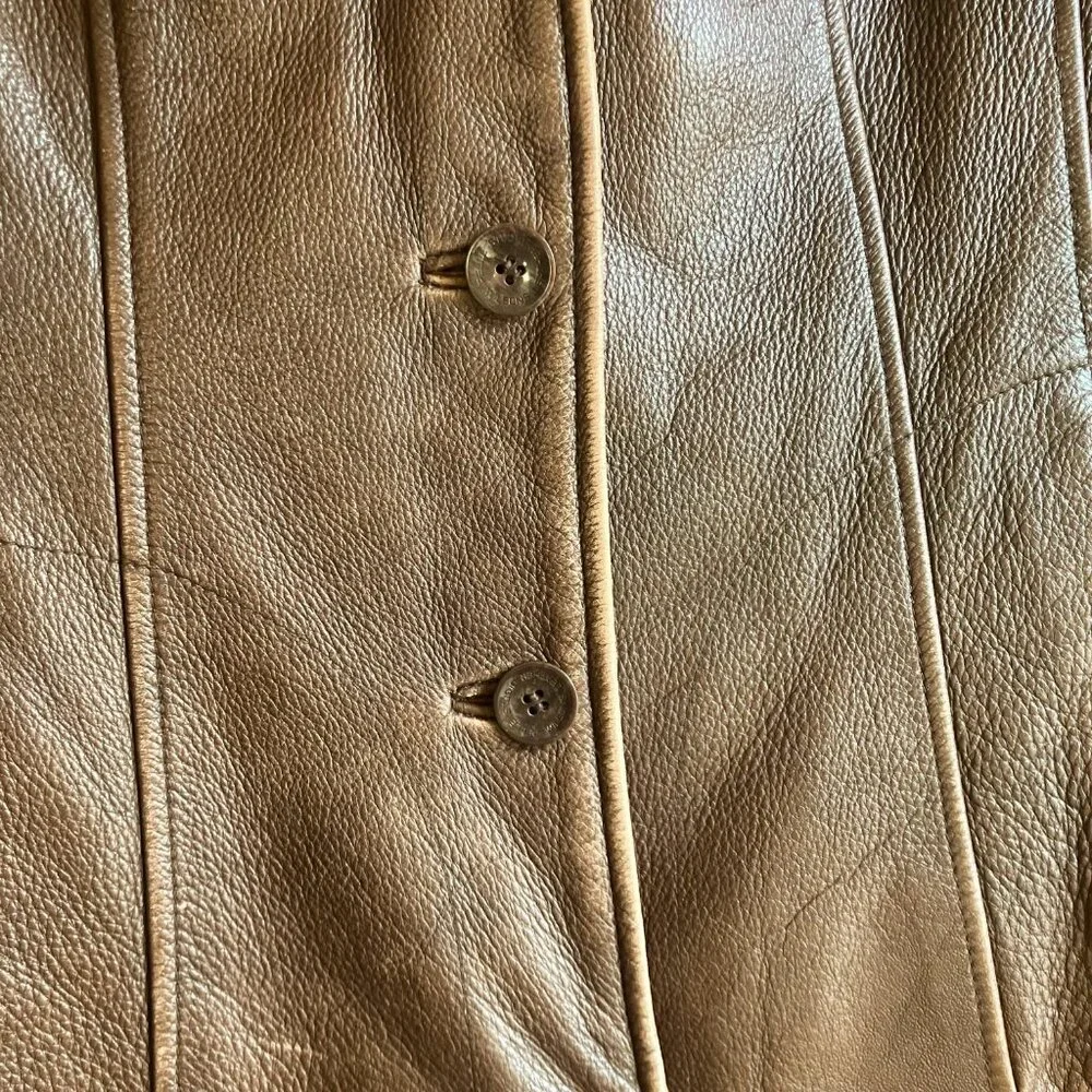 Wilsons Leather Brown Tailored Seam Distressed Pebbled Leather Blazer Jacket - Picture 3 of 10